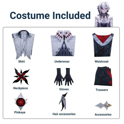 Arlecchino The Knave Cosplay Costume Genshin Impact  Fatui Harbinger Wig Set Servant Snezhnaya Halloween Costumes For Women