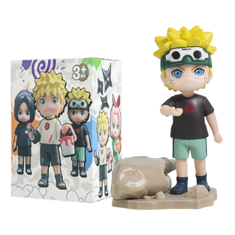 Naruto Blind Box Figure Uzumaki Shippuden Childhood Series Naruto Q PVC Model Toys Desktop Ornament Christmas Halloween Gifts