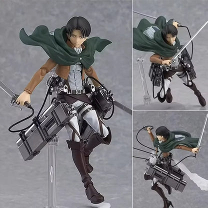 Attack On Titan Figma Eren#207 Levi#213 Erwin#446 Mikasa#203 Anime Action Figure Pvc Model Toy Collectible Desktop Ornament Gift