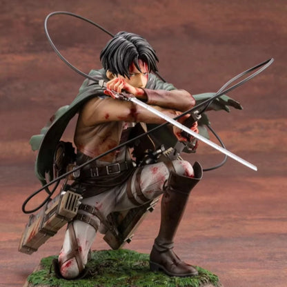 18CM Anime Figure Attack On Titan Levi Ackerman Fortitude Sword Detachable Model Toy PVC Special Edition Scene Bloody Battle