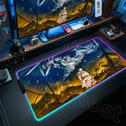 Large RGB LED Mousepad Attack on Titan Mouse Pads Anime Cool Gaming Tapis De Souris Carpet Laptop XXL Gabinete Gamer Accessories