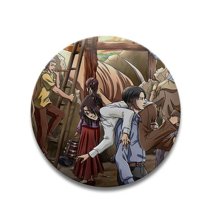 58mm Anime Attack on Titan Eren Jaeger Mikasa Ackerman Erwin Smith Cosplay COSTUME Badge Pin SPTE Tinplate Brooch Prop Xmas Gilf
