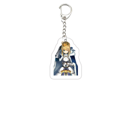 Acrylic Fate Stay Night Keyring Key Chains Cute Artoria Pendragon Saber KeyChain Pendant KeyRing for Accessories Bag Fans Gifts