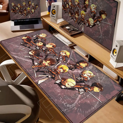 New HD Printing Attack on Titan Anime Desk Mat Large Lock Edge Mouse Pad Computer Mousepad Gaming Laptop Keyboard Mouse Mats Rug