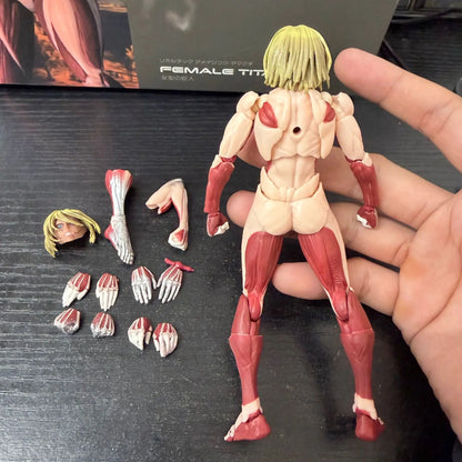 In Stock Kaiyodo Attack On Titan The Female Titan Amazing Yamaguchi Revoltech Action Figures Toy Figurine Ko Model Doll Gift