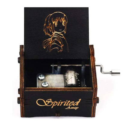 Wooden Black Attack on Titan Music Box Hand Cranked Home Decoration