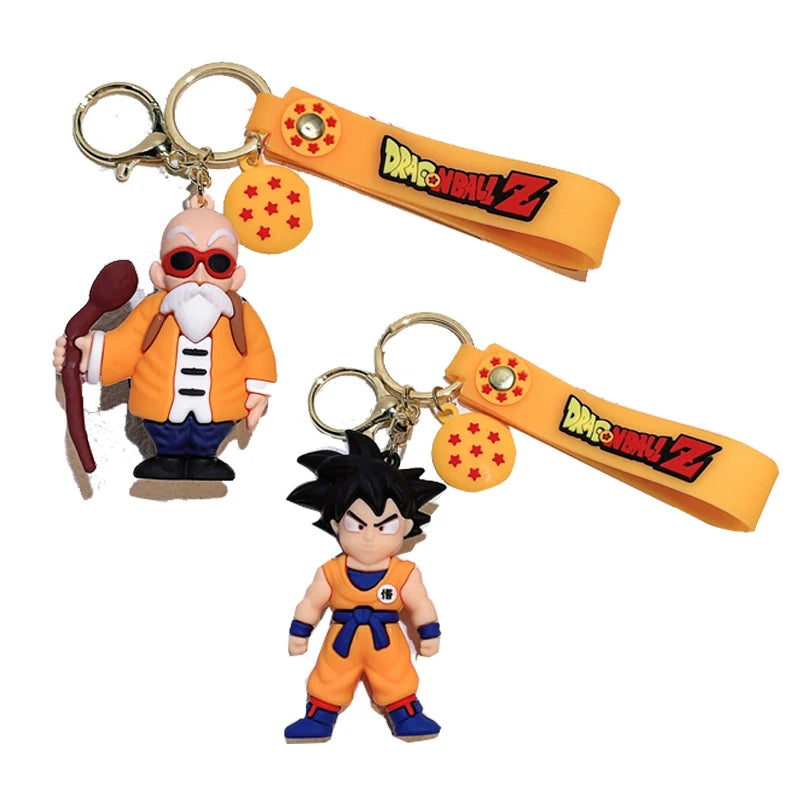 Anime Dragon Ball Keychain Fashion Jewelry Son Goku Vegeta Piccolo Action Figures 8CM PVC Key Ring for Men Women Bag Pendant