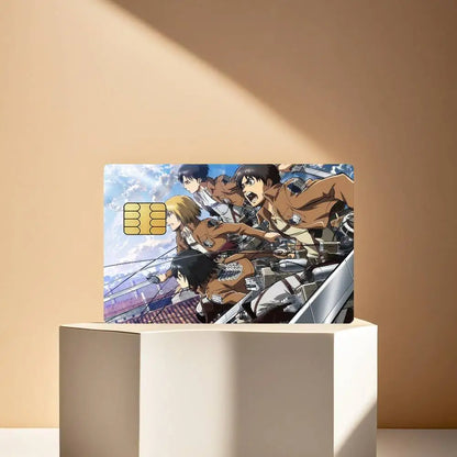Attack on Titan Comic Credit Skin Cover Card Stickers 4PCS Film Bus Pass Front Decoration Bank Debit Waterproof