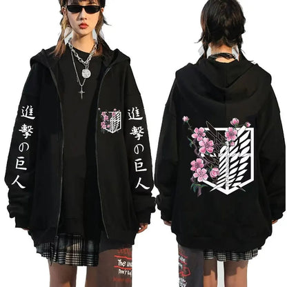 New Anime Attack on Titan Hoodie Zip Up Hoodies Sweatshirts Levi Ackerman Shingeki No Kyojin Hoodie Men Sportswear Cosplay Cloth