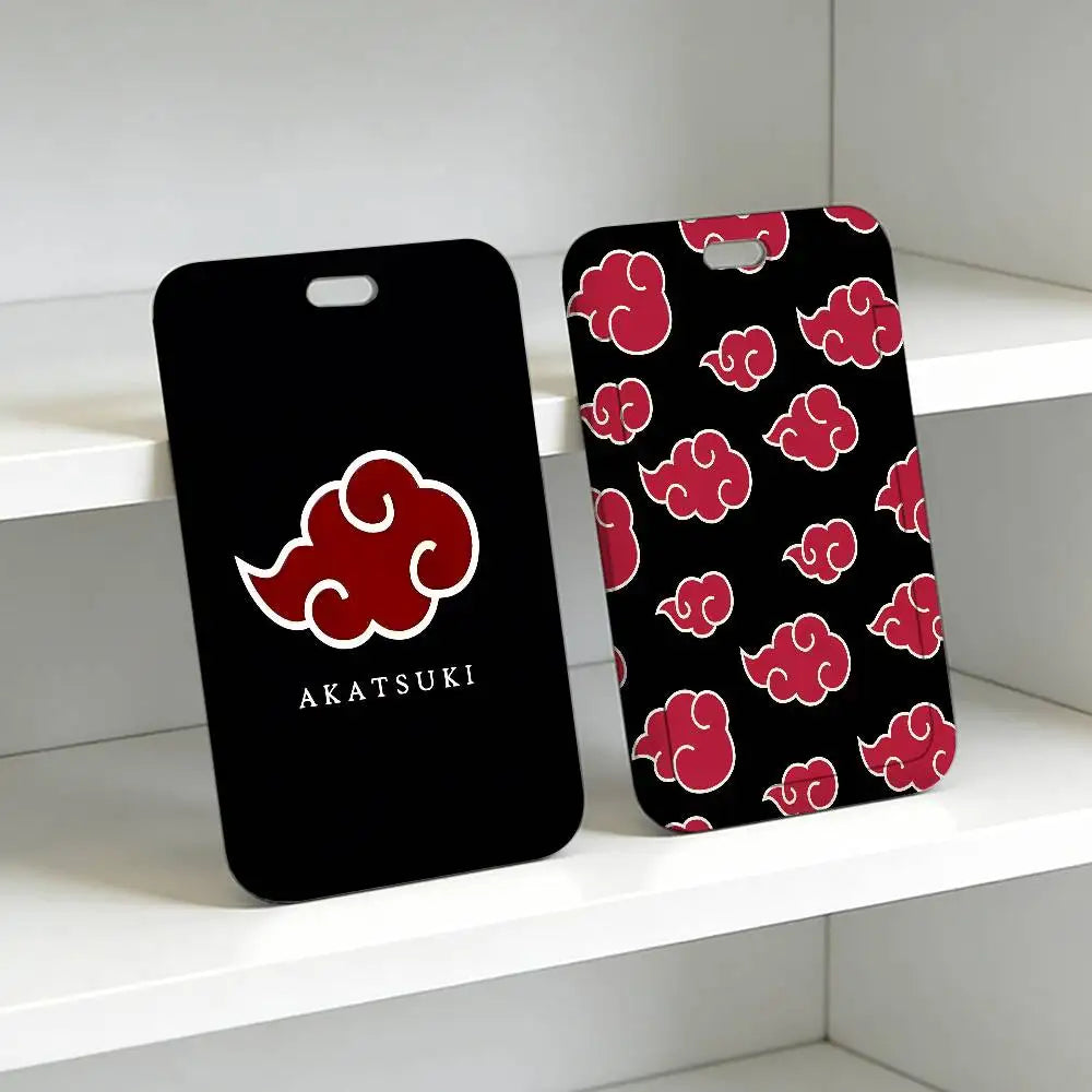 Anime N-NARUTO Akatsuki Itachi Sharingan Transparent Card Holder Employee Plastic Slide Cover Lanyard Work Business ID Bag Bus