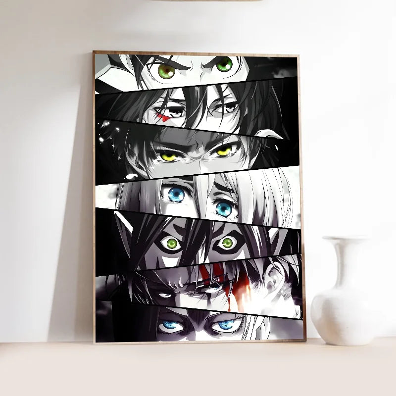 1PC Popular Japanese Anime Attack On Titan Poster Self-adhesive Art Waterproof Paper Sticker Coffee House Bar Room Wall Decor