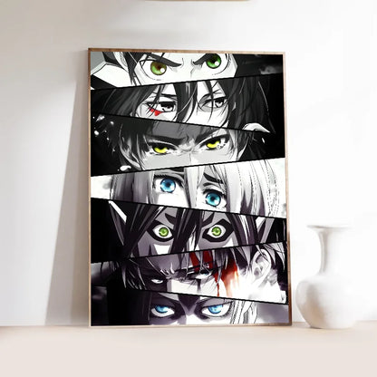 1PC Popular Japanese Anime Attack On Titan Poster Self-adhesive Art Waterproof Paper Sticker Coffee House Bar Room Wall Decor