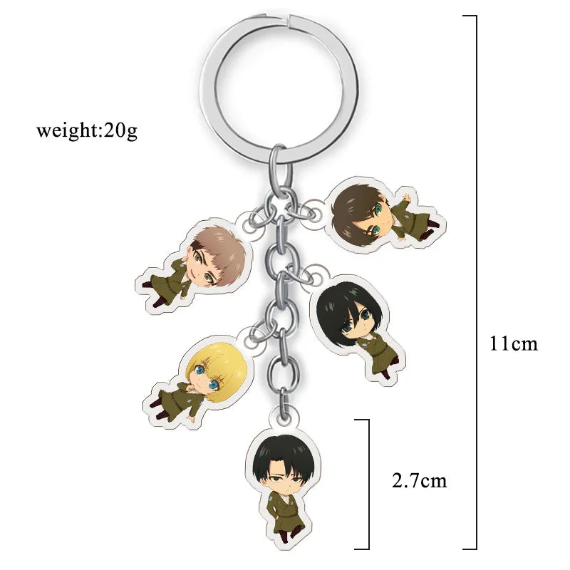 Attack on Titan Acrylic Double Sided Transparent Keychain Set of 5 Anime Accessories Pendant Souvenirs Gift for Fans Collection