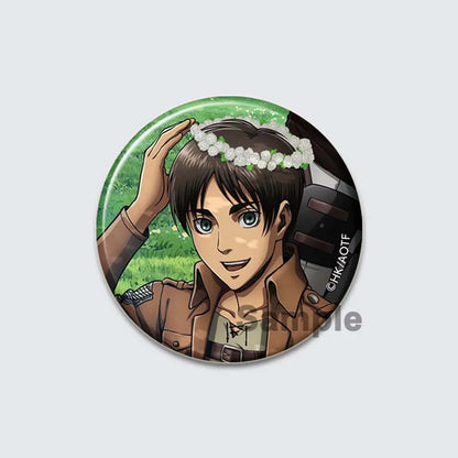 Eren Levi Armin Arlert Erwin Cartoon Badge Attack on Titan Brooches on Backpack Clothes Handmade Round Pins for Gift Accessory