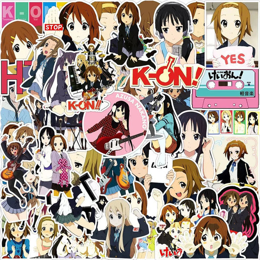 10/30/50pcs K-ON Anime Band Girl Stickers Cute Hirasawa Yui Cartoon Sticker DIY Phone Guitar Laptop Notebook Decals for Kids Toy
