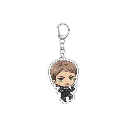 55MM Keychain Anime Attack on Titan Eren Jaeger Mikasa Ackerman Levi Ackerman Hanji Zoe Erwin Smith Acrylic Key Chain Cute Gifts