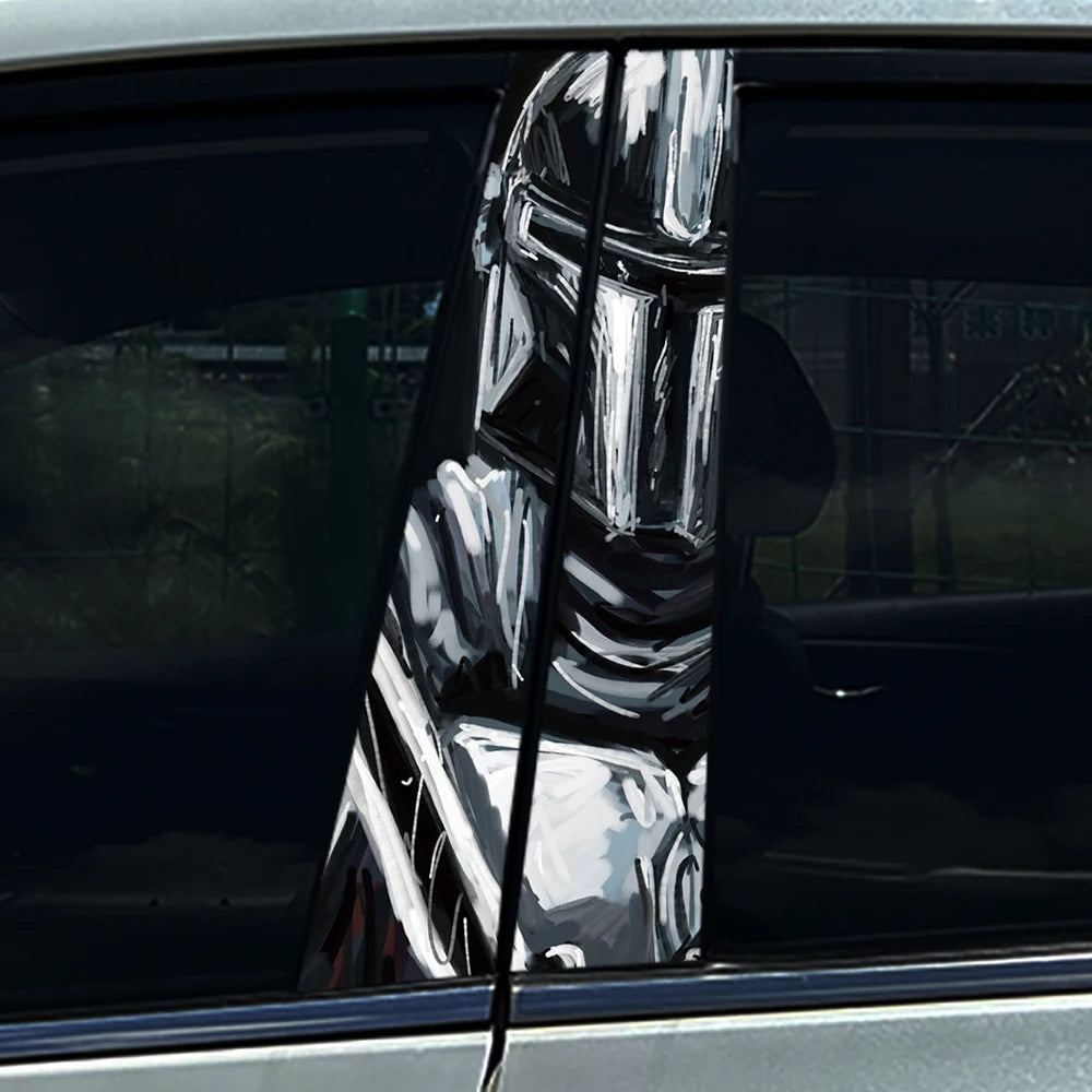 Graffiti Anime Mandalorian Yoda Car B Pillar Sticker
