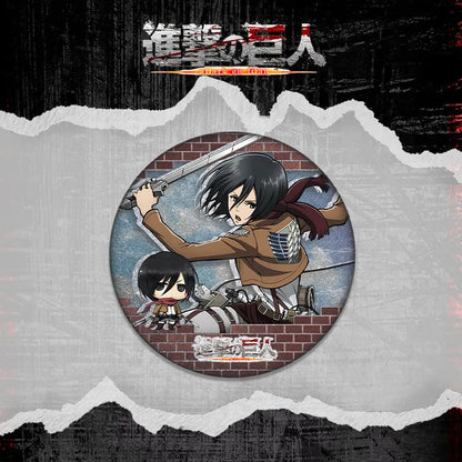 Attack on Titan Double Flash Badge 201 230 Anime Merchandise 75mm 58mm Plain Surface Laser Silver Glitter Pin Character Series