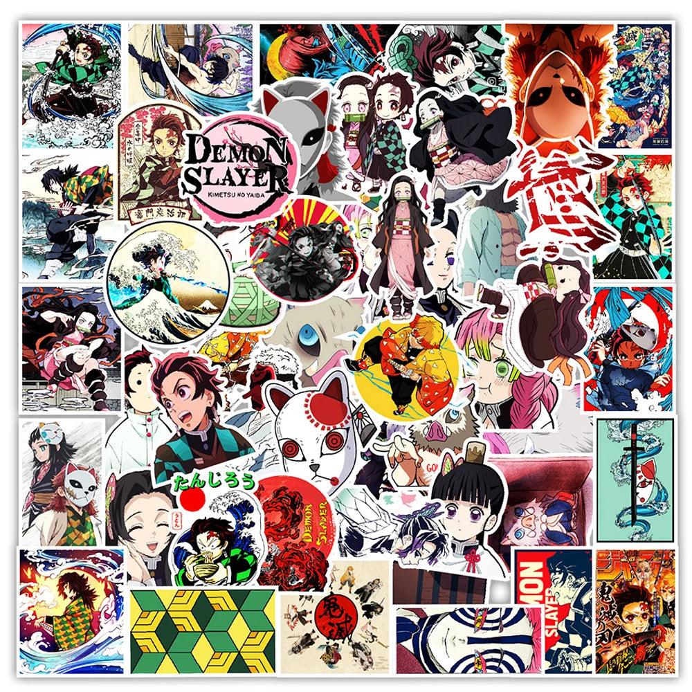 50/100pcs Cartoon Mix Anime Stickers Attack On Titan Jujutsu Kaisen Decals Skateboard Laptop Car Motorcycle Waterproof Sticker
