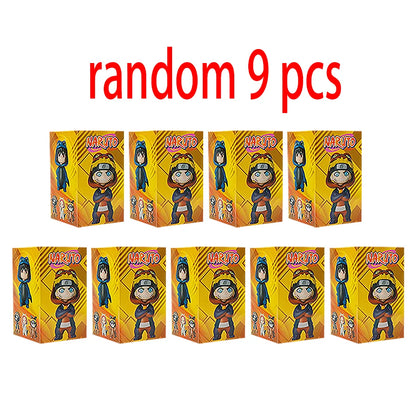 9pcs Naruto surprise box cartoon decoration model Sasuke Uchiha cherry blossom Cosplay action figure decorations and gifts.