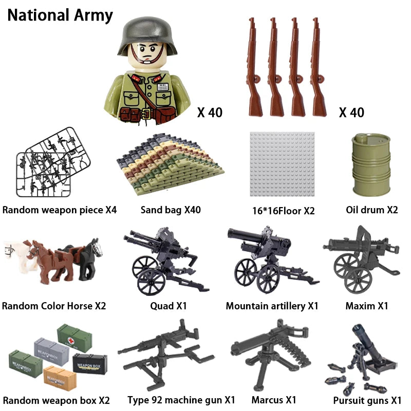 24pcs/batch WW2 Military Character WW2 Army Building Blocks Military Soldier Character Building Blocks Kids Holiday Gift Toys