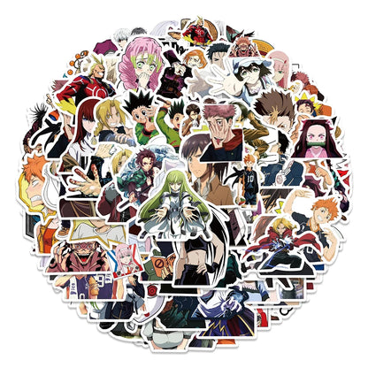 50/100pcs Cartoon Mix Anime Stickers Attack On Titan Jujutsu Kaisen Decals Skateboard Laptop Car Motorcycle Waterproof Sticker