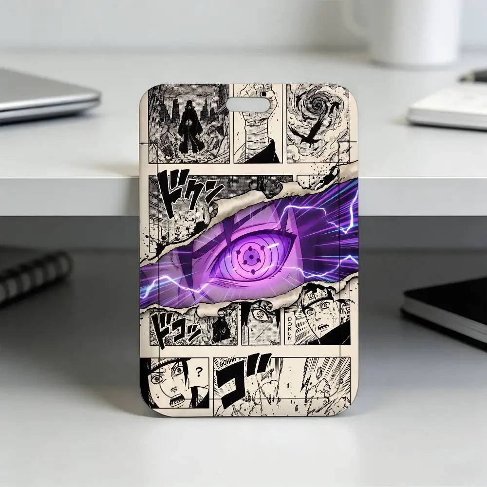 Anime N-NARUTO Akatsuki Itachi Sharingan Transparent Card Holder Employee Plastic Slide Cover Lanyard Work Business ID Bag Bus