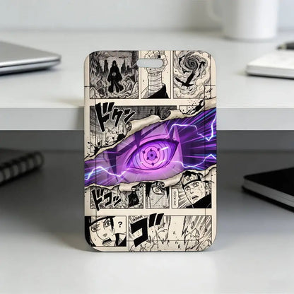 Anime N-NARUTO Akatsuki Itachi Sharingan Transparent Card Holder Employee Plastic Slide Cover Lanyard Work Business ID Bag Bus