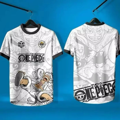 2026 Summer One Piece Luffy Retro Cosplay T-shirt Men's Oversized 3D Printed Short-sleeved Family Unisex Children's Sports Shirt