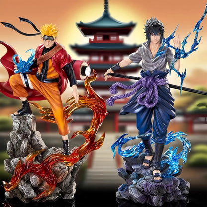 23cm Naruto Anime Figure Uzumaki Naruto Uchiha Sasuke Action Model Pvc Statue Desktop Ornament Collection Toys Gift