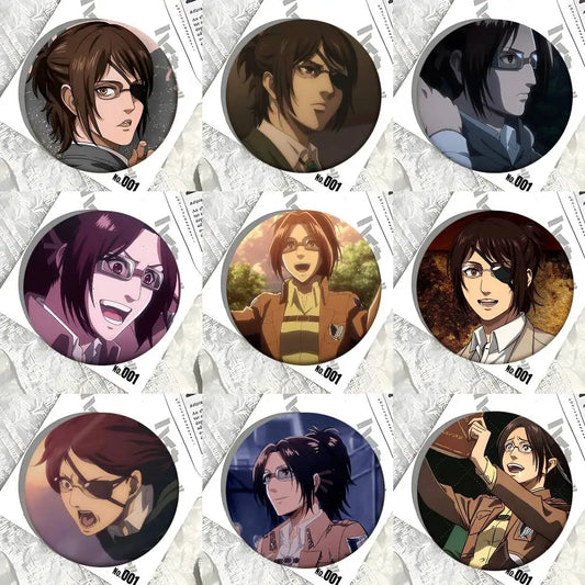 1pc Hange Zoe Attack On Titan Anime Cartoon Style Badge Brooches On Backpack Decoration Round Enamel Pins For Accessorys