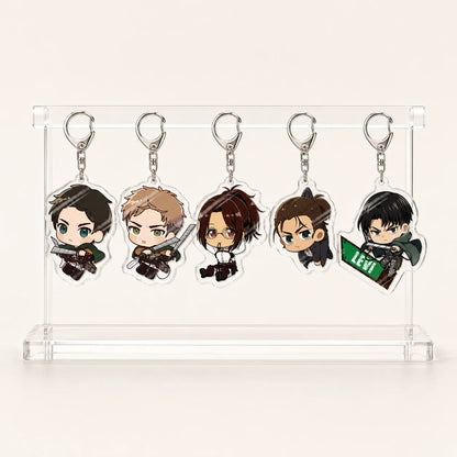 Attack On Titan Acrylic Figure Display Cartoon Keychain Eren Mikasa Levi Anime Desk Ornament Key Ring Accessories Q Version