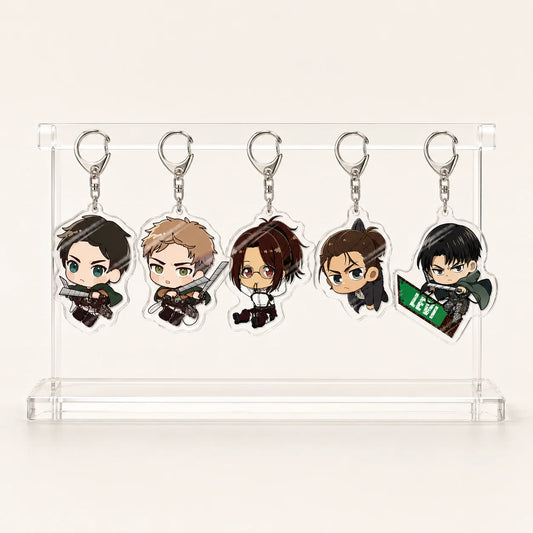 Attack On Titan Acrylic Figure Display Cartoon Keychain Eren Mikasa Levi Anime Desk Ornament Key Ring Accessories Q Version