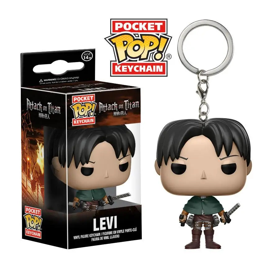 Funko Keychains Attack on Titan Levi Eren Jaeger Annie Leonhart Hatsune.Miku Action Figure Keychain Pocket Toys Dolls Keyring