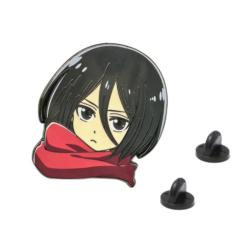 Mikasa Ackerman Badges Pendant Attack on Titan Pins Japanese Anime Manga Brooches for Backpack Clothing Lapel Cosplay Toy Gift