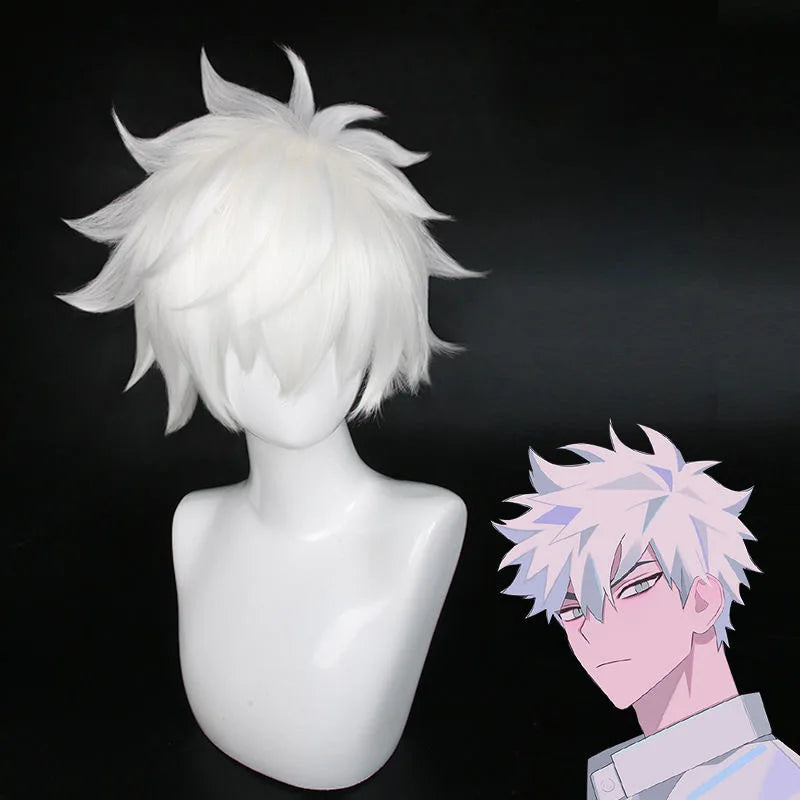 Anime Link Click Lucas Cosplay Costume White Short Wig
