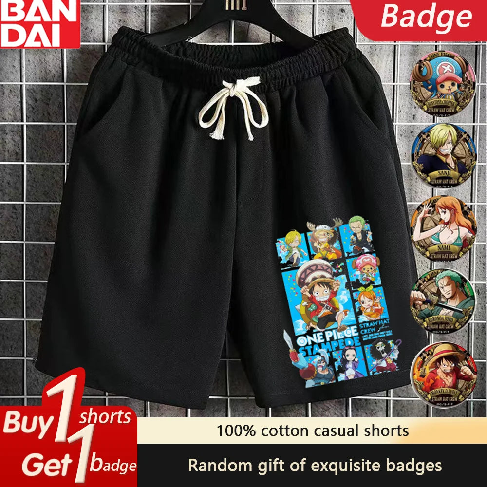 New Men's One Piece Luffy Roronoa Zoro Print Summer Men's Shorts Sport Five-Point Shorts Oversized Casual  Gym Quick-drying Pant