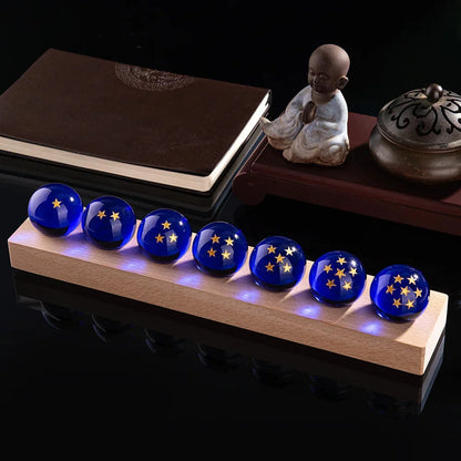 Dragoned Anime Seven Stars Crystal Ball Set LED Illuminated Wooden Base Night Lights Cartoon Balls Birthday Christmas Gift