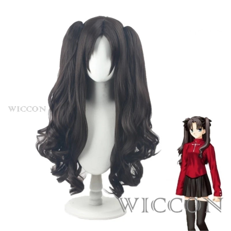 Fate Stay Night Tohsaka Rin Cosplay Costume Long Wig Red Black Skirt