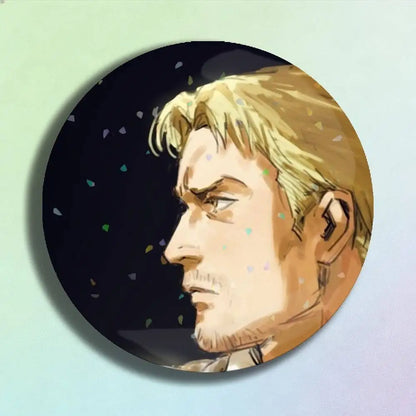 Attack on Titan Reiner Braun Laser Badge Creative Pins Brooch for Bag Clothes Hat Decor Gifts Fans Collect