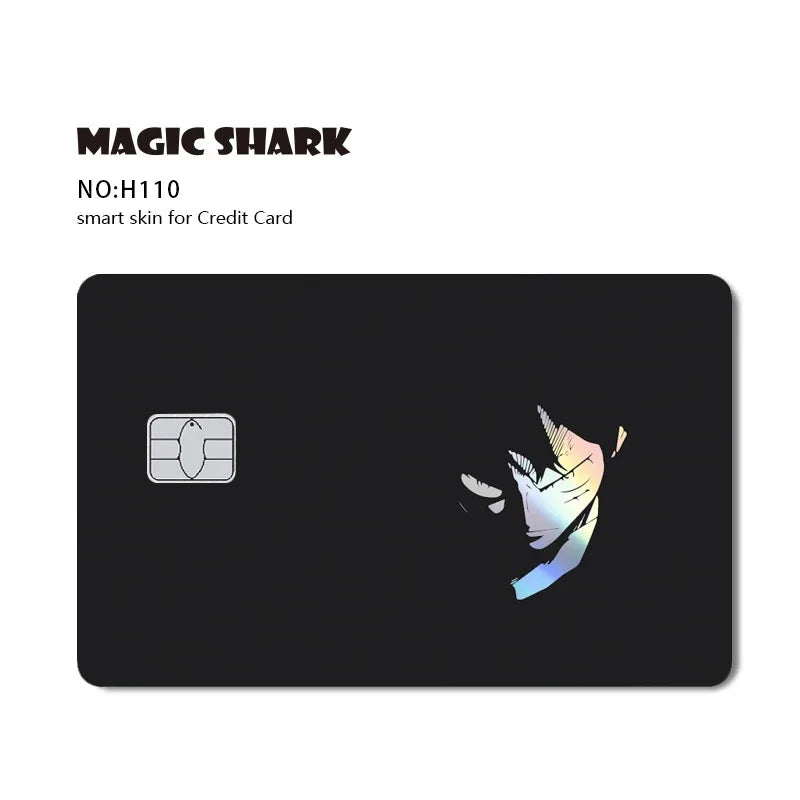 Magic Shark Luffy Zorro Ace Skull Anume Holographic Shinny Laser Sticker Film Skin for Credit Debit Card