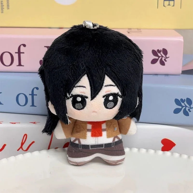 2026 new 10cm Attack on Titan Plush  Eren Mikasa Levi Anime Mini  Cute Backpack Pendant Decoration Boys Girls Gift