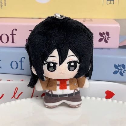 2026 new 10cm Attack on Titan Plush  Eren Mikasa Levi Anime Mini  Cute Backpack Pendant Decoration Boys Girls Gift