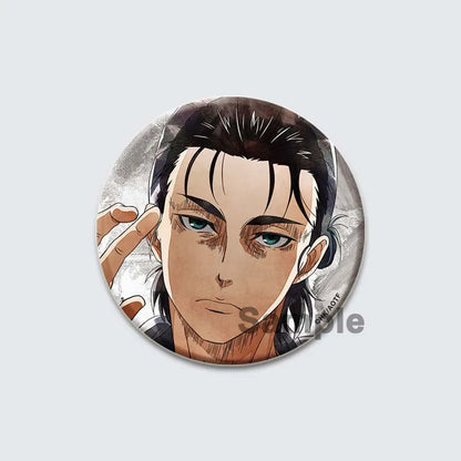 Eren Levi Armin Arlert Erwin Cartoon Badge Attack on Titan Brooches on Backpack Clothes Handmade Round Pins for Gift Accessory