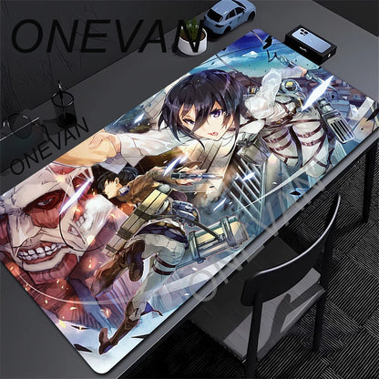 Attack on Titan Anime Large Lock Edge Mouse Pad Computer Mousepad XXL S Gaming Padmouse Gamer Laptop Keyboard Mouse Mats Carpet