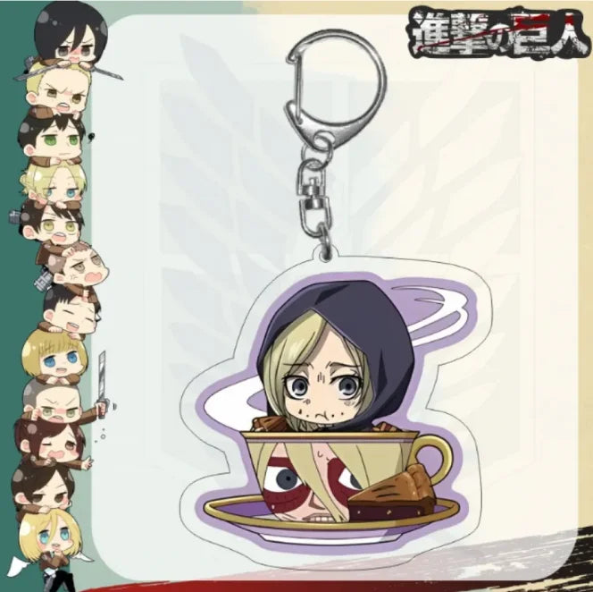 Acrylic Keychain for Attack On Titan Levi Annie Erwin Historia Hange Chibi Version Acrylic Key Buckle Anime Decoration Pendant
