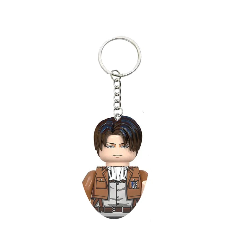 Anime Attack on Titan Building Blocks Keychain Mini Figure Keyring Collectible Toy Pendant for Bag Accessories Fans Gift