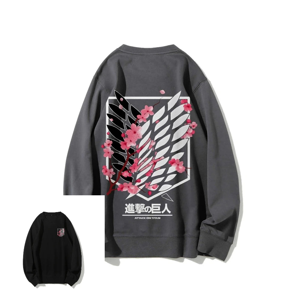 Anime Attack on Titan Sweatshirt Casual Streetwear Men Women Round-neck Pullover Hoodie Sweater Long Sleeves Top Autumn Trendy