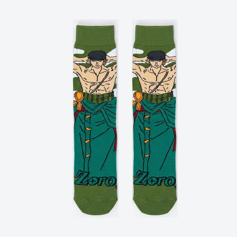 Unisex One Piece Anime Crew Socks Luffy Zoro Gear 5 Cotton Cartoon Streetwear Hosiery for Fans