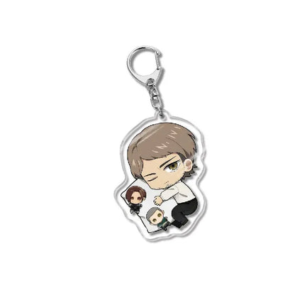 Attack On Titan Acrylic Figure Display Cartoon Keychain Eren Mikasa Levi Anime Desk Ornament Key Ring Accessories Q Version